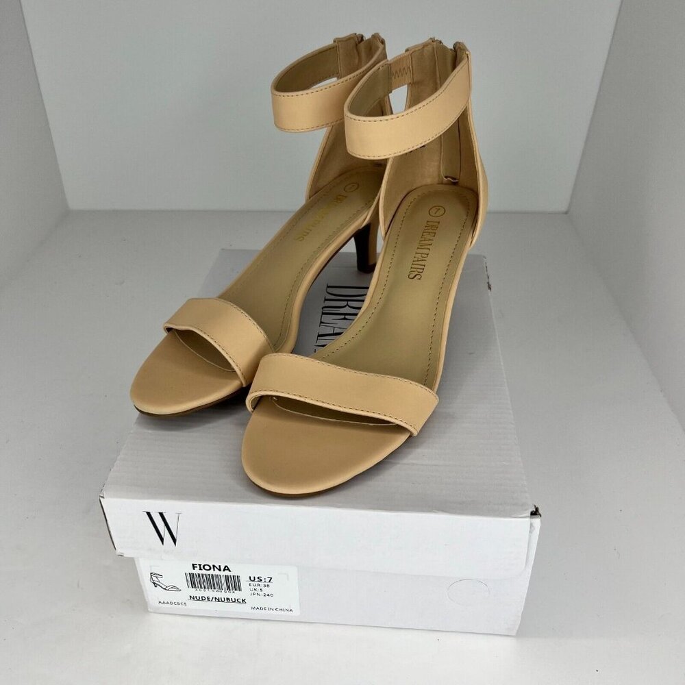 Dream Pairs Womens Fiona Tan Fashion Stilettos Open Toe Strap Size 7 Pump Heels - Picture 11 of 11